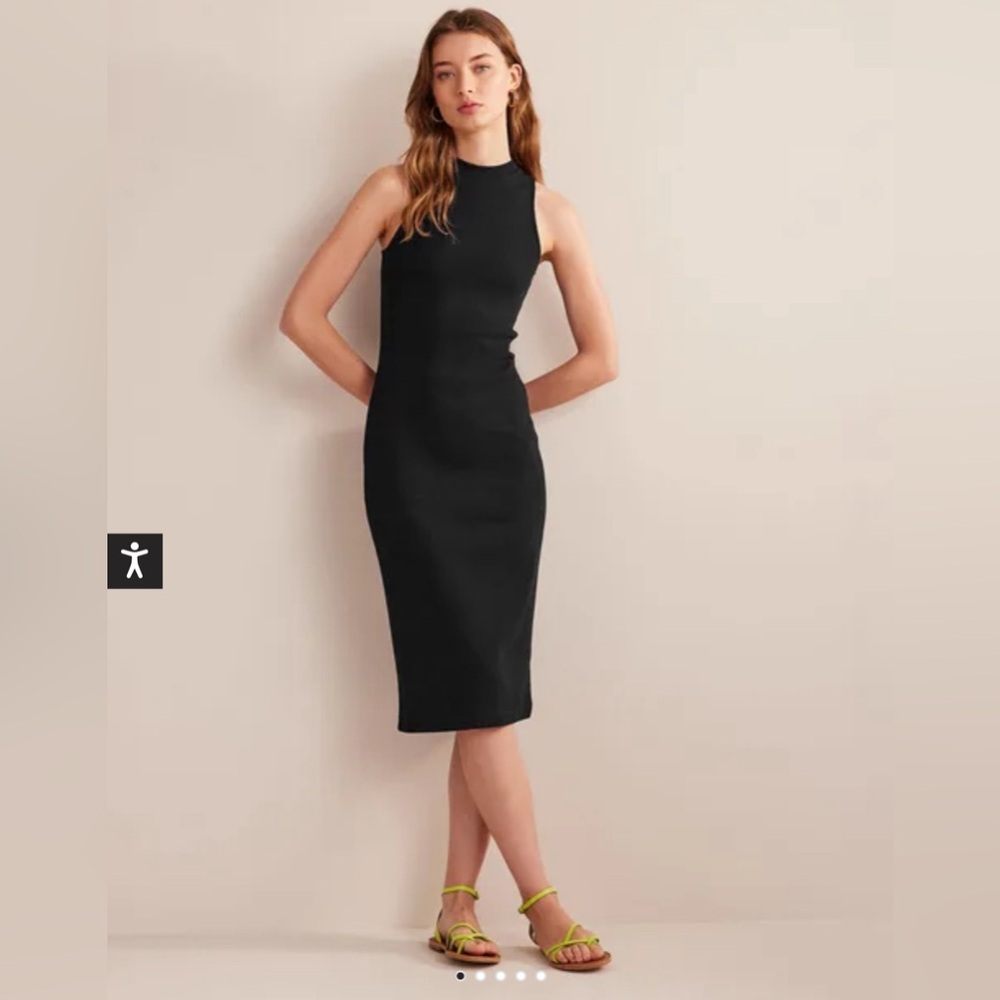Boden - Racer Rib Jersey Midi Dress - Black